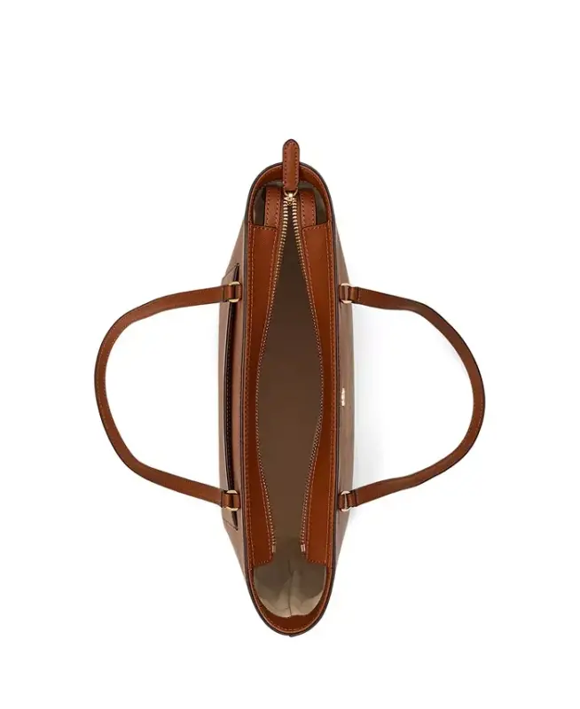 Crosshatch Leather Medium Karly Shopper Tote-Lauren Tan - 4