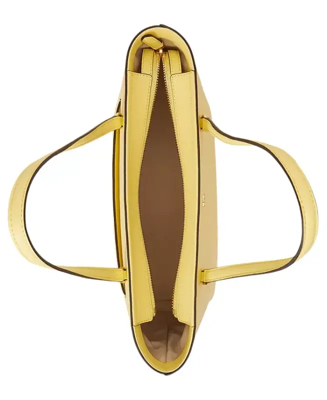 Crosshatch Leather Medium Karly Shopper Tote - Lemon Sorbet - 5