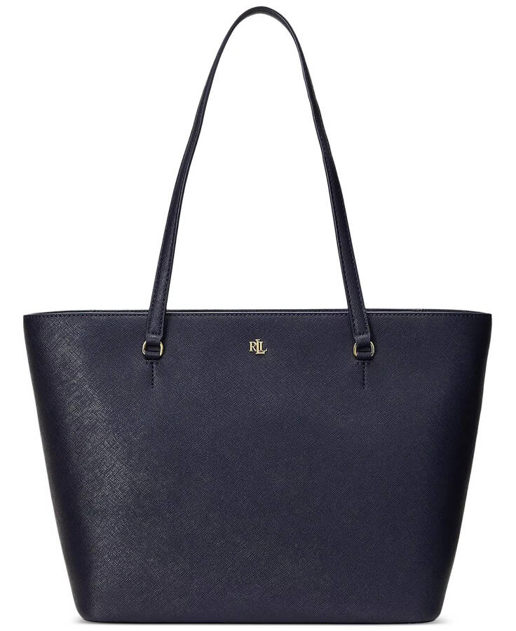 Crosshatch Leather Medium Karly Shopper Tote Navy - 1