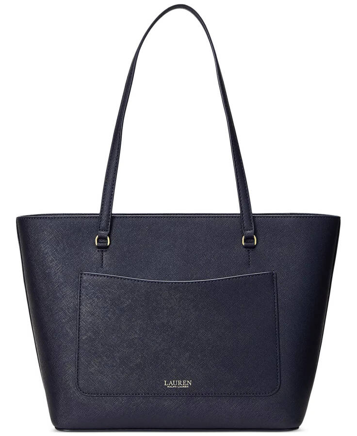 Crosshatch Leather Medium Karly Shopper Tote Navy - 4