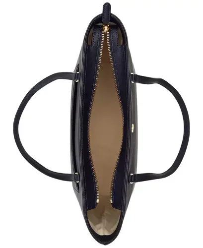 Crosshatch Leather Medium Karly Shopper Tote - Navy - 4
