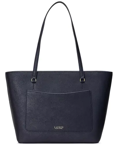 Crosshatch Leather Medium Karly Shopper Tote - Navy - LAUREN RALPH LAUREN (1)