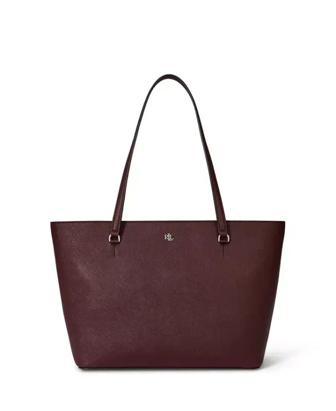 Crosshatch Leather Medium Karly Shopper Tote - Purple - LAUREN RALPH LAUREN
