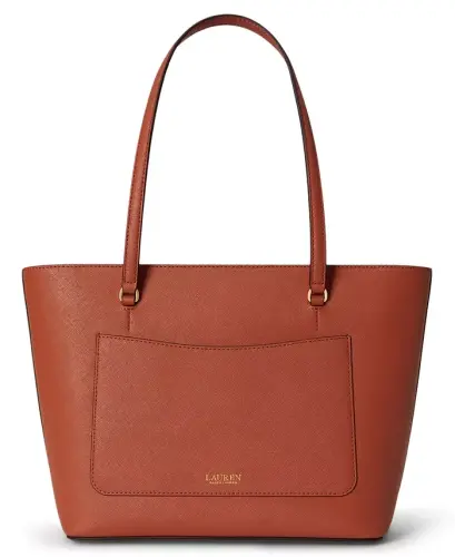 Crosshatch Leather Medium Karly Shopper Tote - Qizil Terracotta - LAUREN RALPH LAUREN (1)