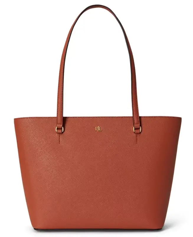 Crosshatch Leather Medium Karly Shopper Tote - Red Terracotta - 1