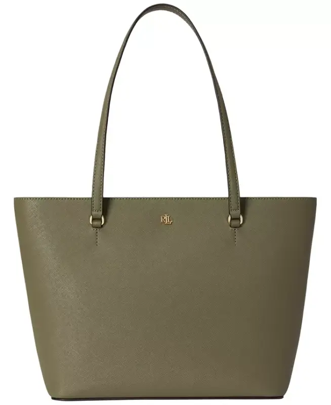 Crosshatch Leather Medium Karly Shopper Tote - Sage Green - 1