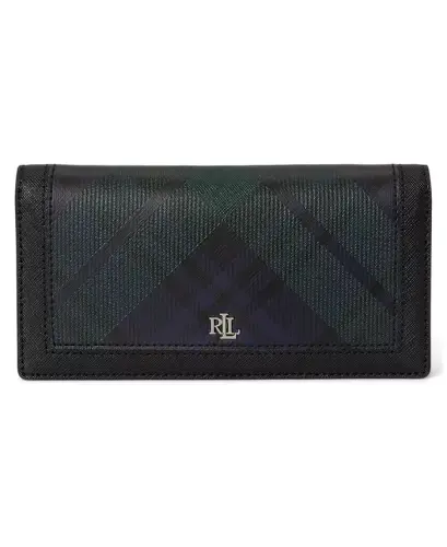 Crosshatch Leather Slim Snap Closure Wallet - Black Watch Tartan - 1
