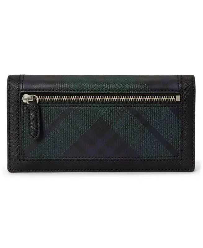 Crosshatch Leather Slim Snap Closure Wallet - Black Watch Tartan - 2