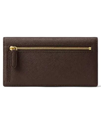 Crosshatch Leather Slim Snap Closure Wallet - Chestnut Brown - LAUREN RALPH LAUREN (1)