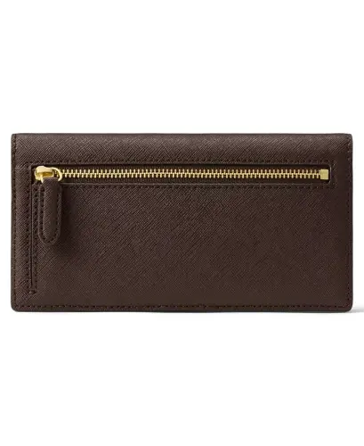 Crosshatch Leather Slim Snap Closure Wallet - Chestnut Brown - LAUREN RALPH LAUREN (1)