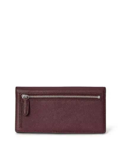 Crosshatch Leather Slim Snap Closure Wallet - Dark Garnet - LAUREN RALPH LAUREN (1)