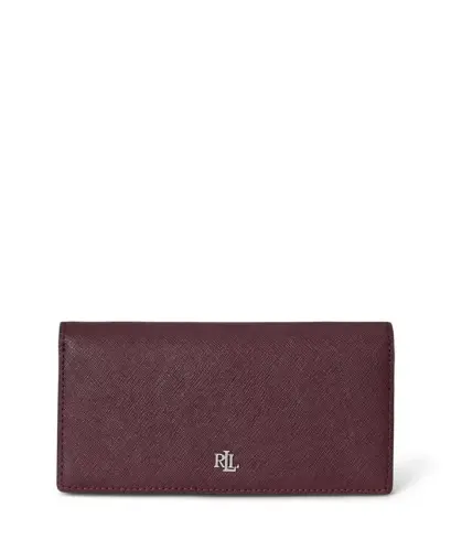 Crosshatch Leather Slim Snap Closure Wallet - Dark Garnet - 1