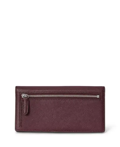 Crosshatch Leather Slim Snap Closure Wallet - Dark Garnet - LAUREN RALPH LAUREN (1)