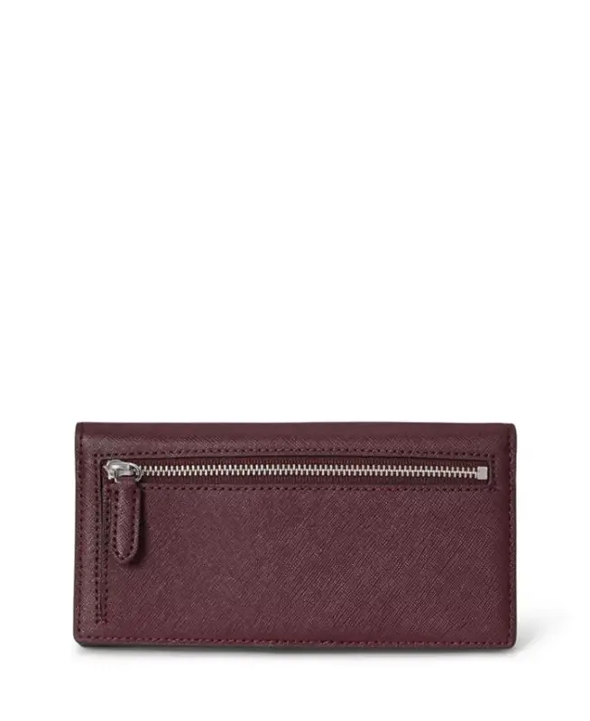 Crosshatch Leather Slim Snap Closure Wallet - Dark Garnet - 2