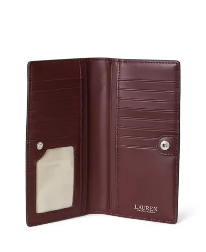 Crosshatch Leather Slim Snap Closure Wallet - Dark Garnet - 3
