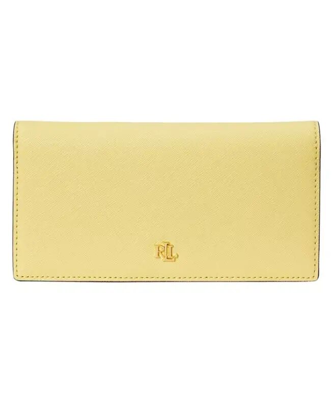 Crosshatch Leather Slim Snap Closure Wallet - Yellow - Lauren Ralph Lauren