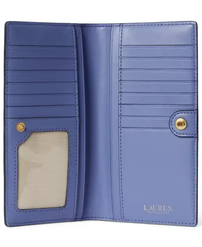 Crosshatch Leather Slim Snapped-Closure Wallet - Blue - 3