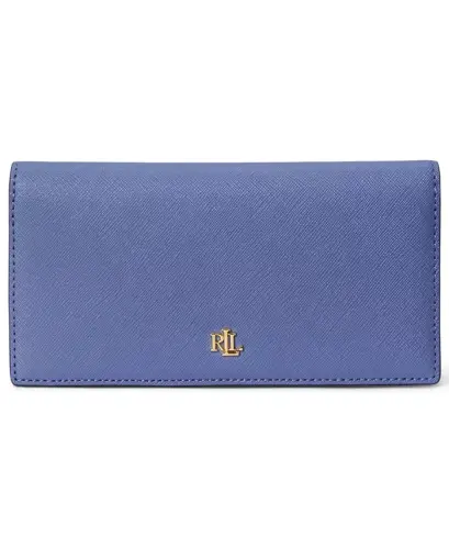 Crosshatch Leather Slim Snapped-Closure Wallet - Blue 