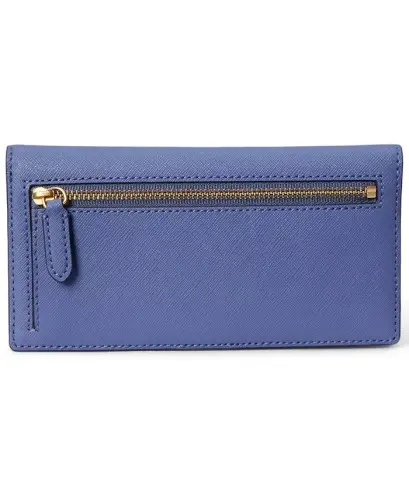 Crosshatch Leather Slim Snapped-Closure Wallet - Blue - LAUREN RALPH LAUREN (1)