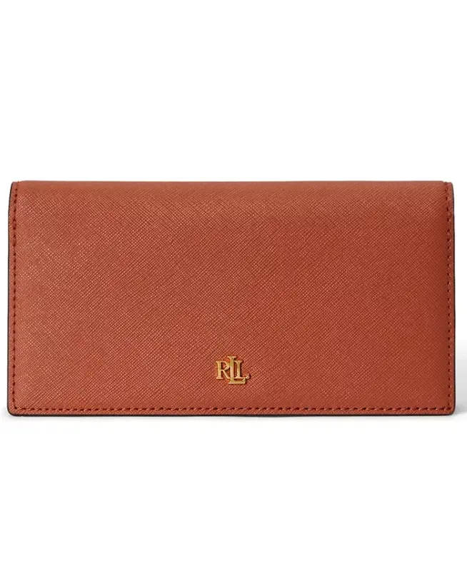 Crosshatch Leather Slim Snapped-Closure Wallet - Red Terracotta - 1