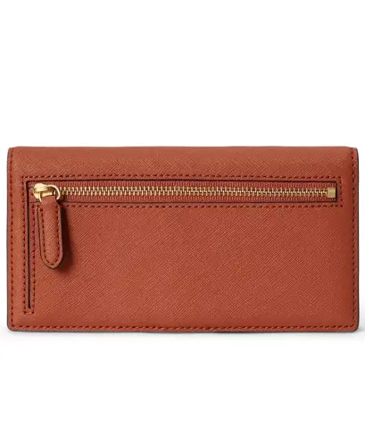 Crosshatch Leather Slim Snapped-Closure Wallet - Red Terracotta - LAUREN RALPH LAUREN (1)