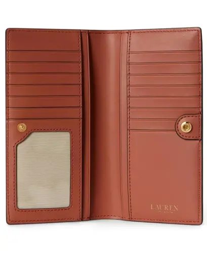 Crosshatch Leather Slim Snapped-Closure Wallet - Red Terracotta - 3