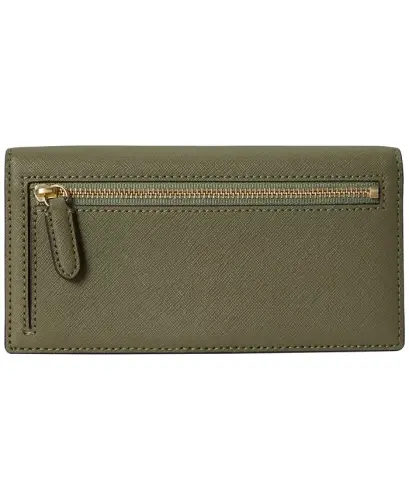 Crosshatch Leather Slim Snapped-Closure Wallet - Sage Green - LAUREN RALPH LAUREN (1)