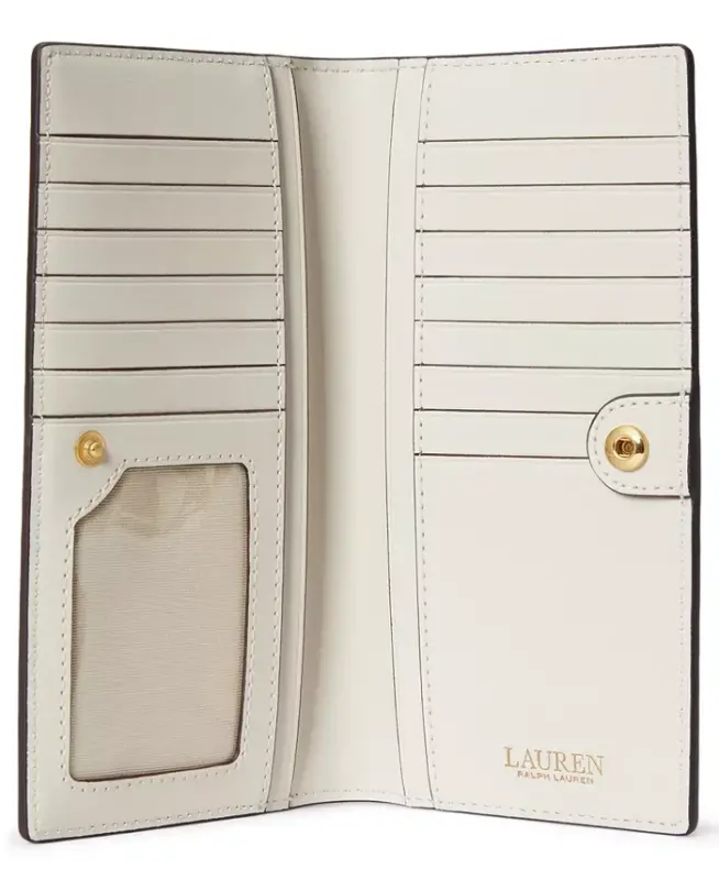 Crosshatch Leather Slim Snapped-Closure Wallet - White - 3