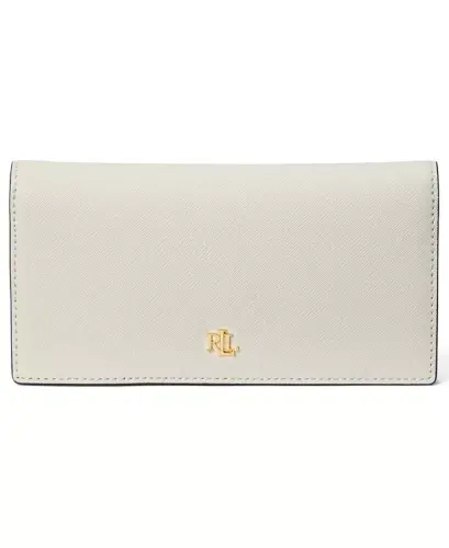 Crosshatch Leather Slim Snapped-Closure Wallet - White 
