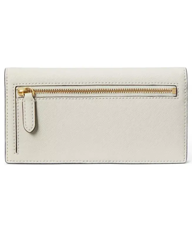 Crosshatch Leather Slim Snapped-Closure Wallet - White - 2