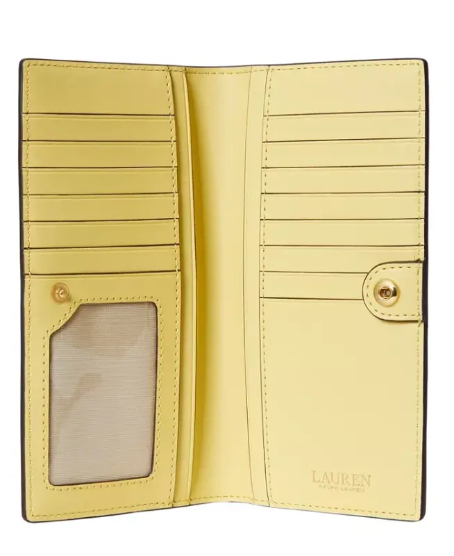 Crosshatch Leather Slim Snapped-Closure Wallet - Yellow - 3