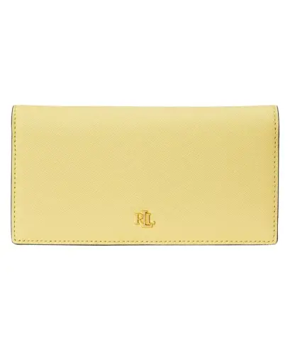 Crosshatch Leather Slim Snapped-Closure Wallet - Yellow - 1