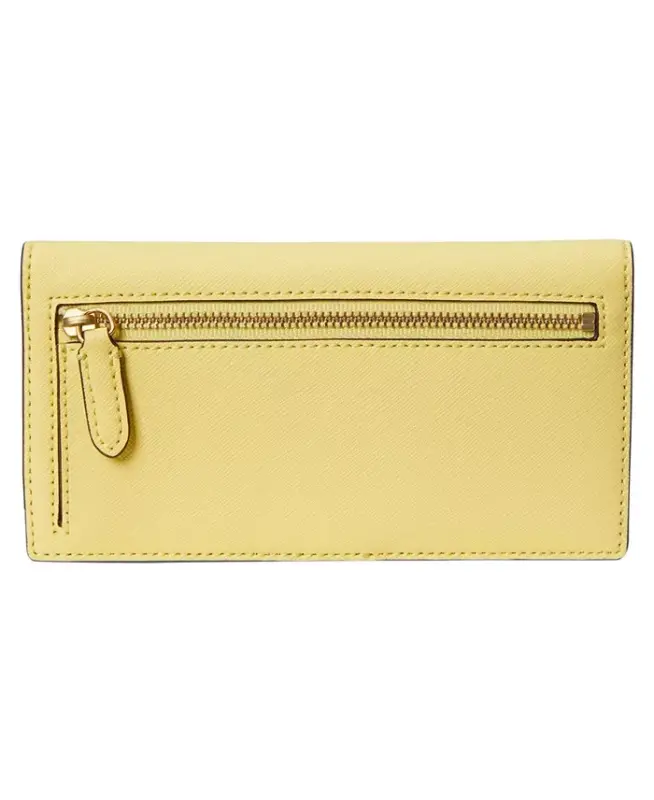 Crosshatch Leather Slim Snapped-Closure Wallet - Yellow - 2