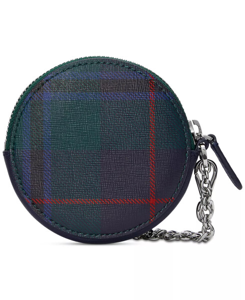 Crosshatch Leather Small Round Pouch Tartn/navy - 2