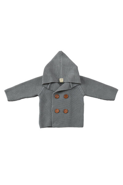 Crossover Hooded Organic Cotton Baby and Child Cardigan Grey - 1