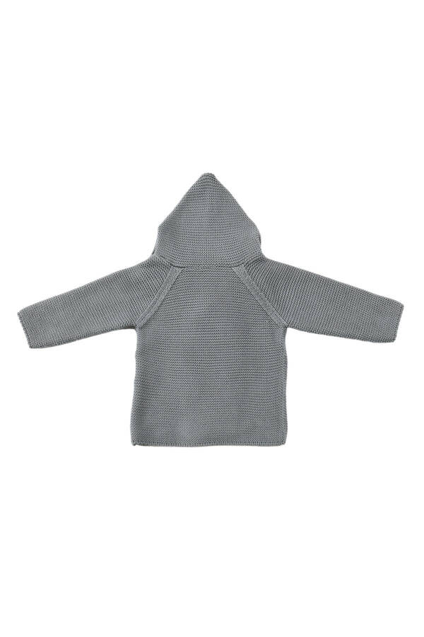 Crossover Hooded Organic Cotton Baby and Child Cardigan Grey - 2