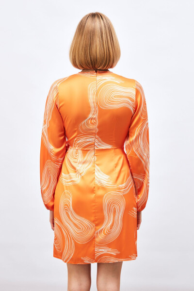 Crossover Patterned Dress - ORANGE - 7