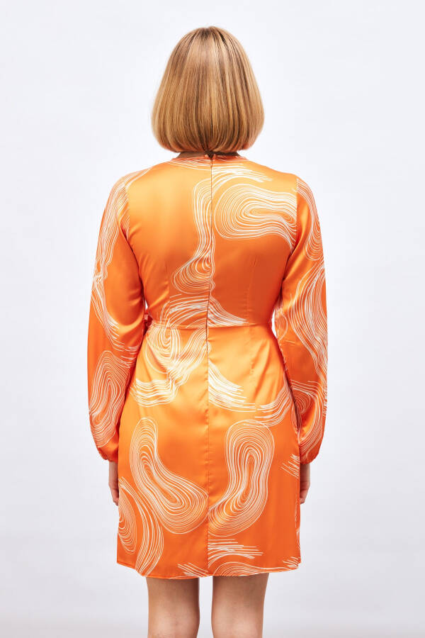 Crossover Patterned Dress - ORANGE - 14