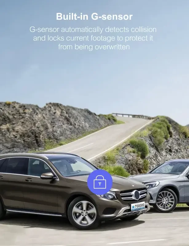 Crosstour Dash Cam, Front and Rear 3” Dual Car Camera 1080P, External GPS Supported, 32GB Max, Black - 4