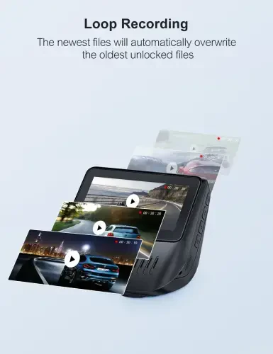 Crosstour Dash Cam, Front and Rear 3” Dual Car Camera 1080P, External GPS Supported, 32GB Max, Black - 5