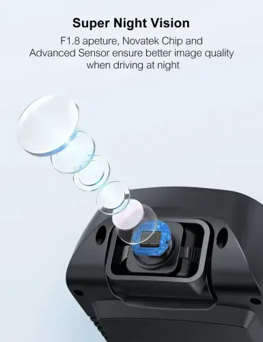 Crosstour Dash Cam, Oldin va Orqa 3” Ikki Kamera 1080P, Tashqi GPS Qo'llab-quvvatlanadi, 32GB Maksimal, Qora - 6