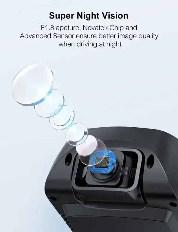 Crosstour Dash Cam, Oldin va Orqa 3” Ikki Kamera 1080P, Tashqi GPS Qo'llab-quvvatlanadi, 32GB Maksimal, Qora - 6