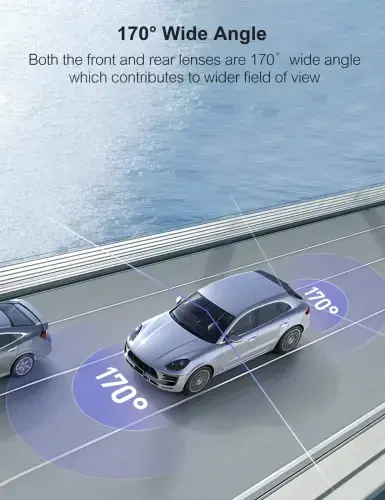 Crosstour Dash Cam, Oldin va Orqa 3” Ikki Kamera 1080P, Tashqi GPS Qo'llab-quvvatlanadi, 32GB Maksimal, Qora - 7