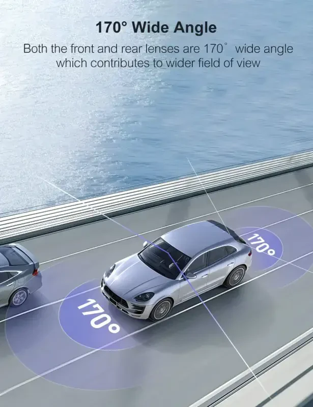 Crosstour Dash Cam, Oldin va Orqa 3” Ikki Kamera 1080P, Tashqi GPS Qo'llab-quvvatlanadi, 32GB Maksimal, Qora - 7