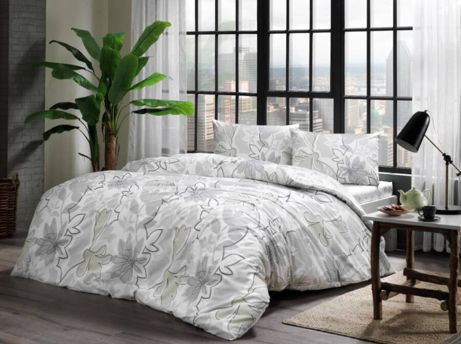 Crown Double Bed Ranforce Duvet Set Jamie Grey - 1