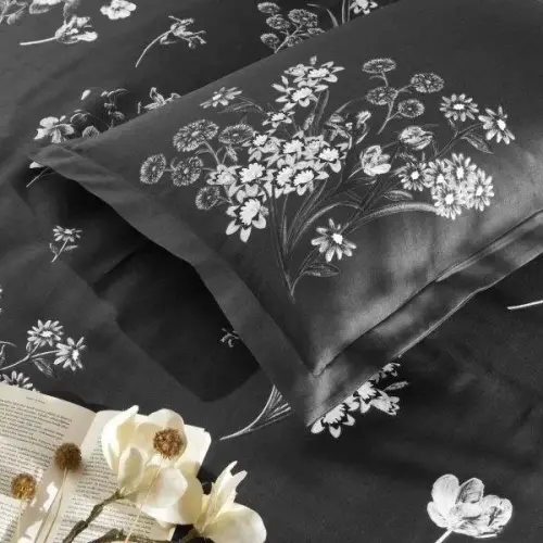 Crown Double Sateen Bedding Set Roxane Black - NEVRESIMDUNYASI (1)