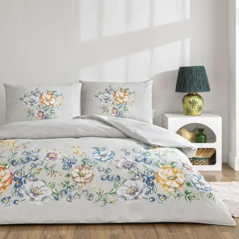 Crown Double Size Ranforce Duvet Cover Set Fiora Gray - 1
