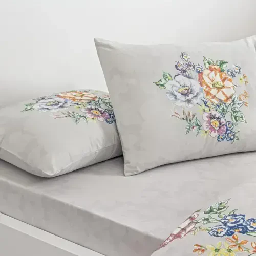 Crown Double Size Ranforce Duvet Cover Set Fiora Gray - NEVRESIMDUNYASI (1)