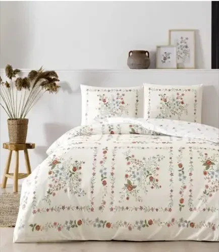 Crown Double Size Ranforce Duvet Cover Set Hilarie Pink - NEVRESIMDUNYASI (1)