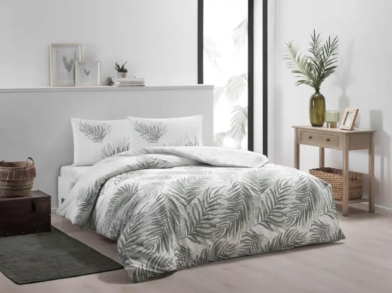 Crown Double Size Ranforce Duvet Cover Set Lenora Green - 1
